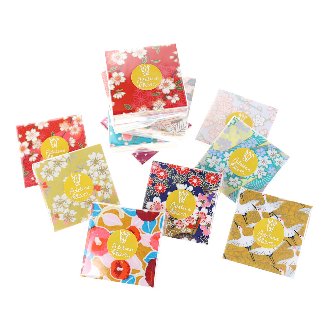 100 Papiers Origami - 6 x 6 cm - Jaune, Orange, Rouge, Rose et Bleu Turquoise - Multifruits
