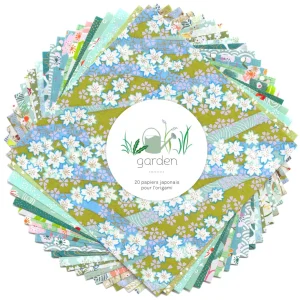 20 Papiers Origami - 15 x 15 cm - Vert Clair et Foncé, Vert d'Eau et Menthe et Bleu Turquoise - Garden