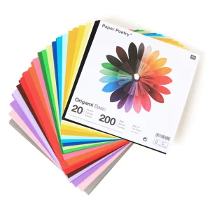 200 Papiers Origami Unis - 20 Couleurs, Tons Basiques - 15 x 15 cm
