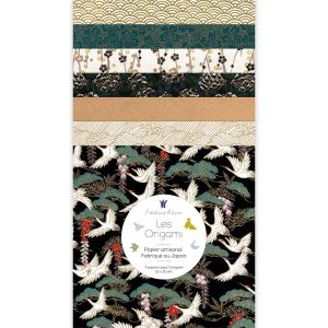7 Papiers Origami - 15 x 15 cm - Noir, Or et Bleu Canard - Chaplin - S3
