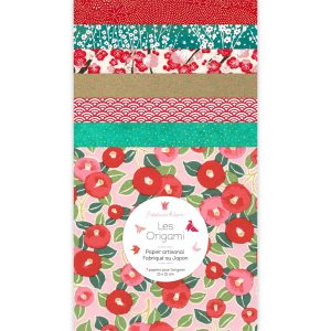 7 Papiers Origami - 15 x 15 cm - Rouge, Bleu Canard, Rose et Or - Santa Claus - E1