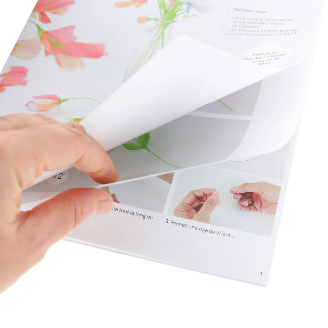 Kit Bouquet de Pois de Senteur en Crépon - Rose Clair, Pêche et Fuchsia, Bleu et Vert Clair et Mauve – Image 6