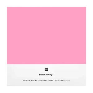 50 Papiers Origami Unis et Gabarits - Rose - 5 couleurs - 15x15 cm