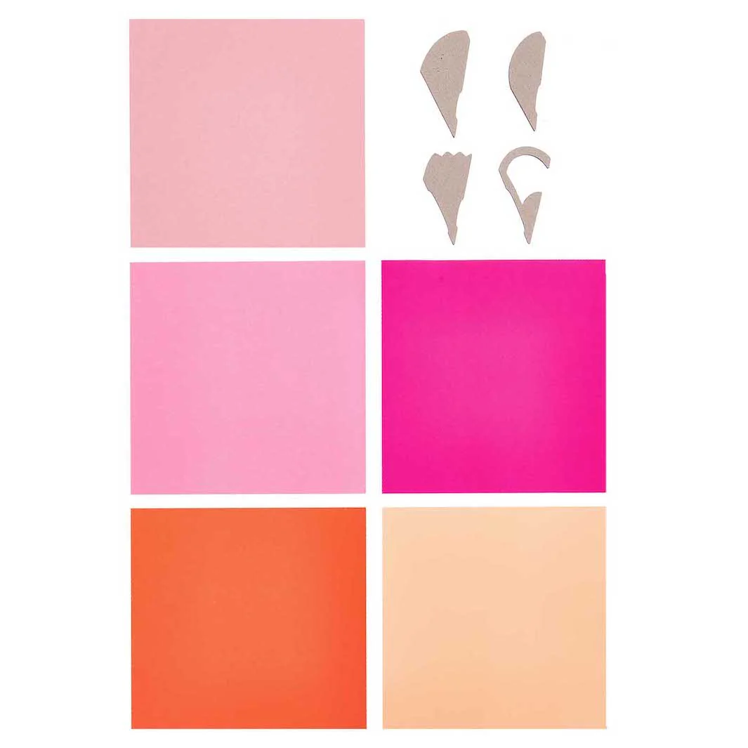 50 Papiers Origami Unis et Gabarits - Rose - 5 couleurs - 15x15 cm – Image 3