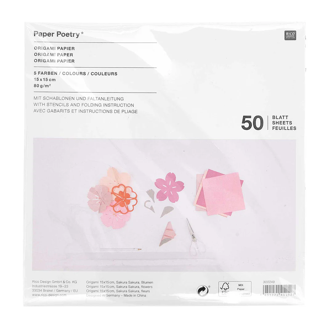 50 Papiers Origami Unis et Gabarits - Rose - 5 couleurs - 15x15 cm – Image 6