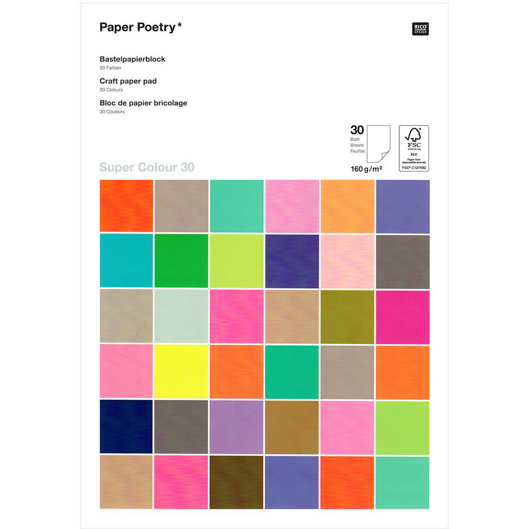 Bloc de 30 feuilles de papier - Multicolore - 160g/m² – Image 2