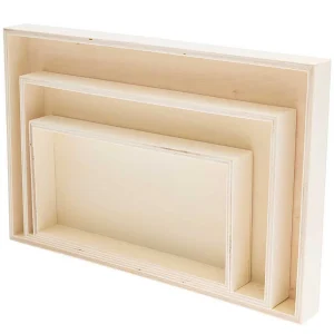 Lot de 3 plateaux empilables en bois