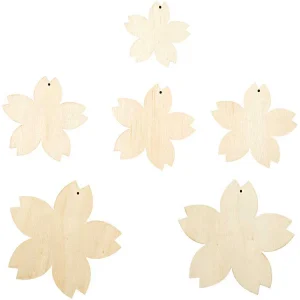 Lot de 6 Fleurs de Cerisier en bois à suspendre