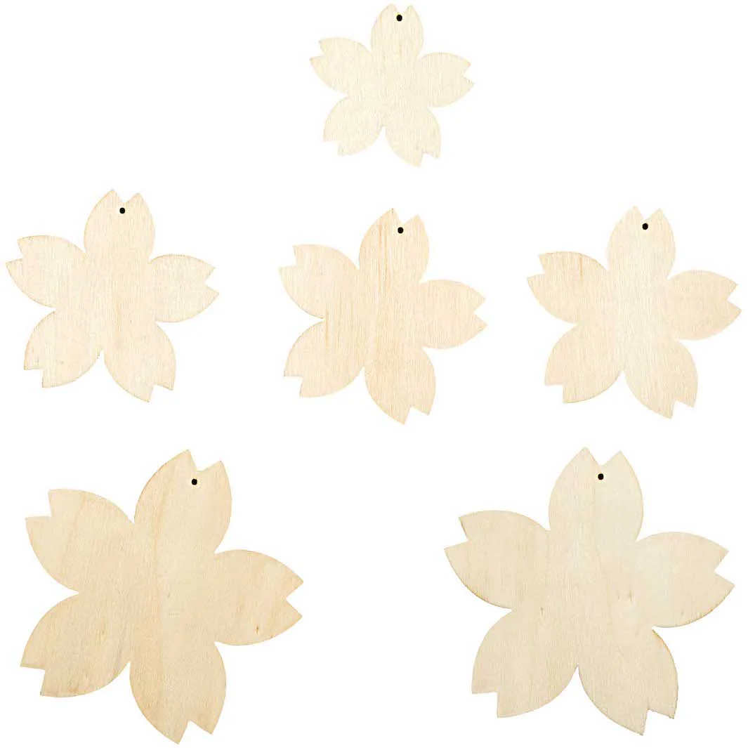 Lot de 6 Fleurs de Cerisier en bois à suspendre – Image 2