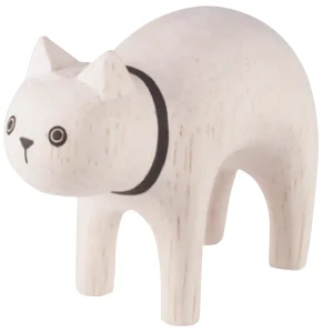 Chat blanc en bois - Pole Pole - T-Lab
