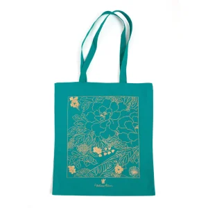 Tote Bag Adeline Klam - Motif Fleuri - Bleu Canard