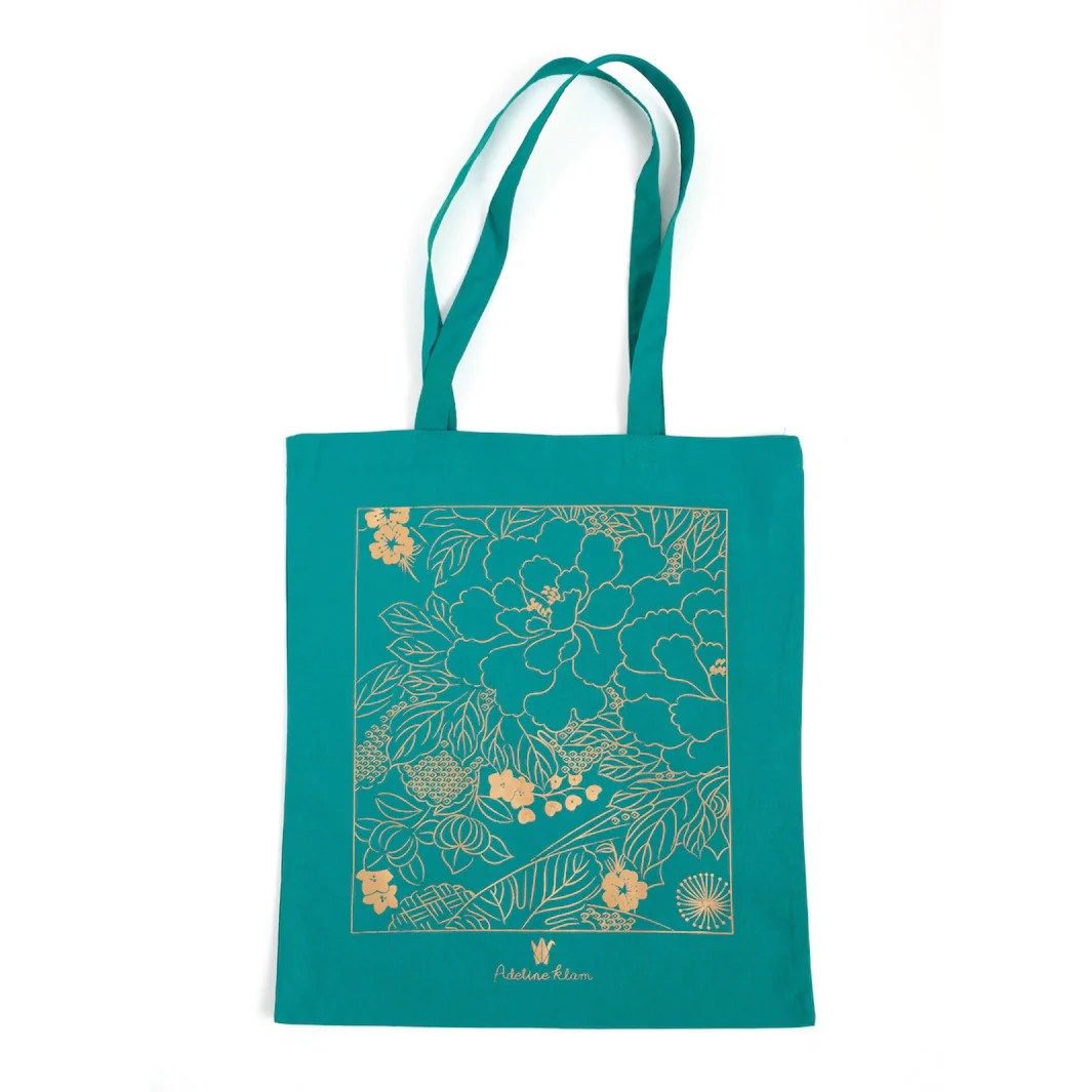 Tote Bag Adeline Klam - Motif Fleuri - Bleu Canard – Image 2