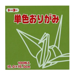 100 Papiers Origami Toyo - Vert Olive - 15 x 15 cm