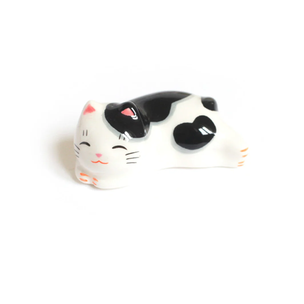 Chat Allongé - Porte-Baguettes - Moucheté, Noir et Gris Clair – Image 2