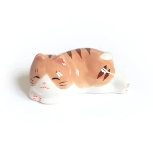 Chat Allongé - Porte-Baguettes - Tigré, Marron Clair et Foncé