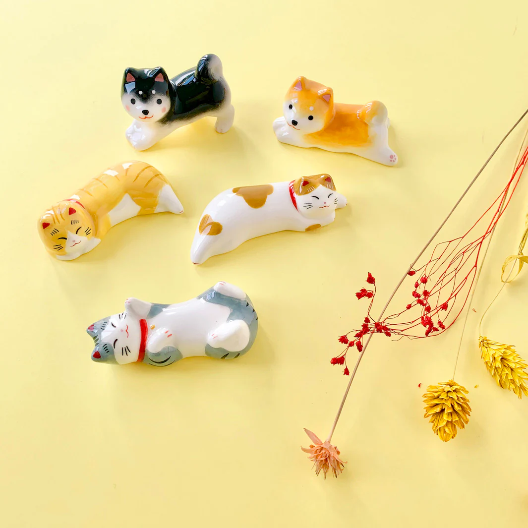 Shiba Inu sur le Ventre - Porte-Baguettes en Céramique - Orange – Image 5