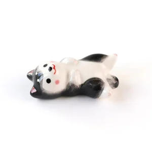 Shiba Inu sur le Dos - Porte-Baguettes en Céramique - Noir