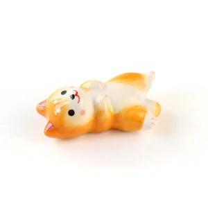 Shiba Inu sur le Dos - Porte-Baguettes en Céramique - Orange