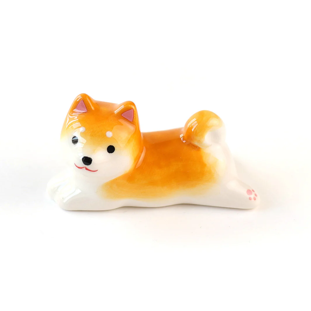 Shiba Inu sur le Ventre - Porte-Baguettes en Céramique - Orange – Image 2